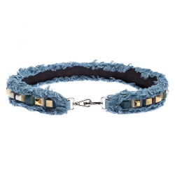 Pre Owned Fendi Blue Denim Studded Interchangeable Shoulder Strap
