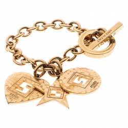 Pre Owned سوار فندي هارت ستار دلايات ذهبي اللون بسلسلة