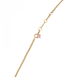 مملوكة مسبقًا Fendi Gold Tone Pink Stone Logo Name Crystal Embellished Necklace