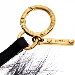 Pre Owned Fendi Black/Yellow Fur Zesty Bug Bag Charm