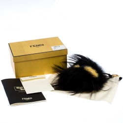 Pre Owned Fendi Black/Yellow Fur Zesty Bug Bag Charm