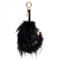 Pre Owned Fendi Black/Yellow Fur Zesty Bug Bag Charm