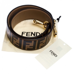 Pre Owned Fendi Brown/Black Zucca Leather Strap You Bag Strap