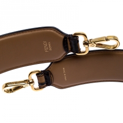 Pre Owned Fendi Brown/Black Zucca Leather Strap You Bag Strap