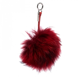 Fendi Red Fur Bag Bugs Leather Key Chain / Bag Charm