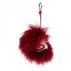 Fendi Red Fur Bag Bugs Leather Key Chain / Bag Charm