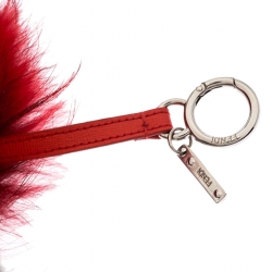 Fendi Red Fur Bag Bugs Leather Key Chain / Bag Charm