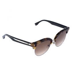 Pre Owned Fendi Brown Tortoise Gradient Clubmaster Half Rim Sunglasses