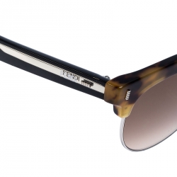 Pre Owned Fendi Brown Tortoise Gradient Clubmaster Half Rim Sunglasses