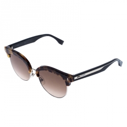 Pre Owned Fendi Brown Tortoise Gradient Clubmaster Half Rim Sunglasses