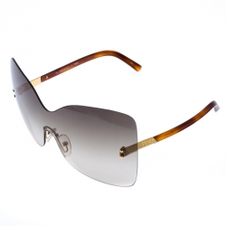 Pre Owned Fendi Brown/Green Gradient Runway Rimless Sunglasses