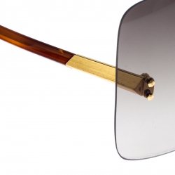 Pre Owned Fendi Brown/Green Gradient Runway Rimless Sunglasses