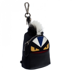 Pre Owned Fendi Multicolor Leather,Satin and Fur Monster Eye Bag Charm