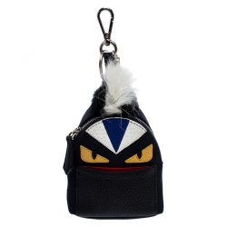 Pre Owned Fendi Multicolor Leather,Satin and Fur Monster Eye Bag Charm