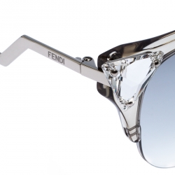 Pre Owned Fendi Silver Tone/ Grey Gradient FF 0041/S Iridia Cat Eye Sunglasses
