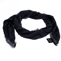 مملوكة مسبقًا وشاح فندي شراشيب خليط قطن نمط زوكا رصاصي حجري