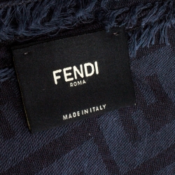 مملوكة مسبقًا وشاح فندي شراشيب خليط قطن نمط زوكا رصاصي حجري