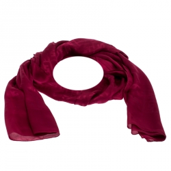 مملوكة مسبقًا وشاح فندي حرير نمط زوكا وردي محمر