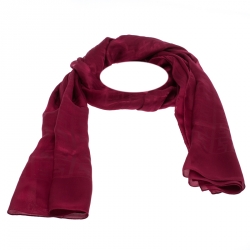 مملوكة مسبقًا وشاح فندي حرير نمط زوكا وردي محمر