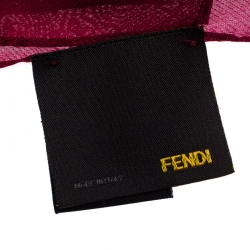 مملوكة مسبقًا وشاح فندي حرير نمط زوكا وردي محمر