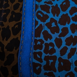 مملوكة مسبقًا وشاح فندي حرير شفاف مطبوع نقشة الفهد ثنائي اللون