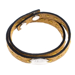 Pre Owned سوار فندي سيليريا لفة مزدوجة جلد أصفر 