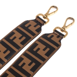 Pre Owned Fendi Brown/Black Zucca Leather Strap You Bag Strap