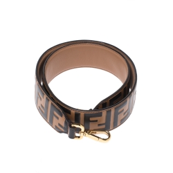 Pre Owned Fendi Brown/Black Zucca Leather Strap You Bag Strap