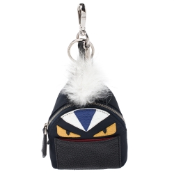 Fendi Monster Backpack Bag Charm Nylon with Leather and Fur Micro