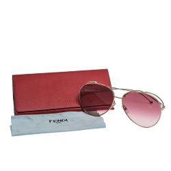 Pre Owned Fendi Rose Gold / Pink Gradient FF0286/S Aviator Sunglasses
