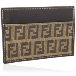 Pre Owned Fendi Zucchino Business Card Holder 