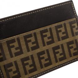 Pre Owned Fendi Zucchino Business Card Holder 