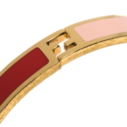 مملوكة مسبقًا Fendi The Fendista Bicolor Enamel Gold Tone Bracelet S