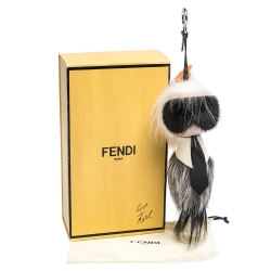 Pre Owned Fendi Multicolor Fur and Leather Karlito Bag Charm