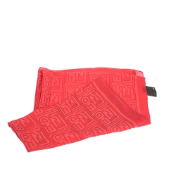 Fendi Coral Red Logo Monogram Silk Stole 