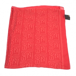  Fendi Coral Red Logo Monogram Silk Stole 