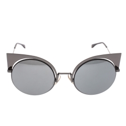 Pre Owned Fendi Gunmetal Black Mirror FF 0177/S Sunglasses