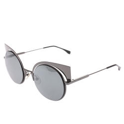 Pre Owned Fendi Gunmetal Black Mirror FF 0177/S Sunglasses