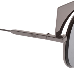 Pre Owned Fendi Gunmetal Black Mirror FF 0177/S Sunglasses