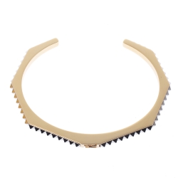 Pre Owned Fendi Spike Two Tone Open Cuff Bracelet