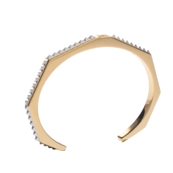 Pre Owned Fendi Spike Two Tone Open Cuff Bracelet
