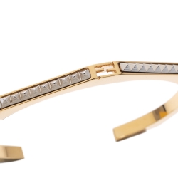 Pre Owned Fendi Spike Two Tone Open Cuff Bracelet