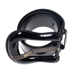 Pre Owned حزام فندي إبزيم حرف بي خصر جلد لامع أسود 75 سم