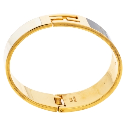 Pre Owned Fendi Enamel Fendista Gold Tone Bangle Size S