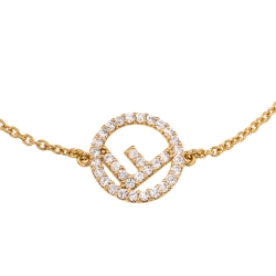 Pre Owned Fendi F is Fendi Crystal Gold Tone Bracelet