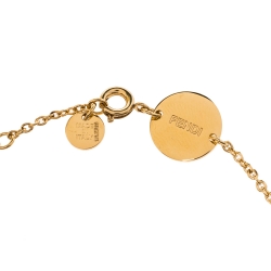 Pre Owned Fendi F is Fendi Crystal Gold Tone Bracelet