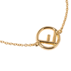 Pre Owned Fendi F is Fendi Crystal Gold Tone Bracelet
