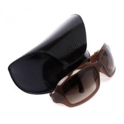 Pre Owned Fendi Caramel Rectangle Womens Sunglasses