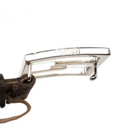 Pre Owned Fendi Brown Zucca Canvas FF Unisex Buckle Belt 73 CM