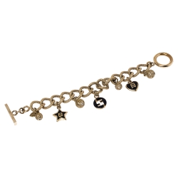 Fendi Gold Tone Multi Charms Toggle Bracelet